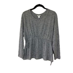 NEW Caslon Gray Long Sleeve Side Tie Peplum Top XS